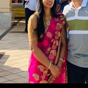 Pink and good net saree